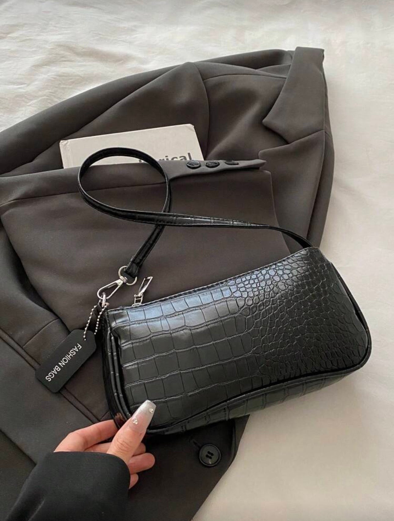 Black leather bag