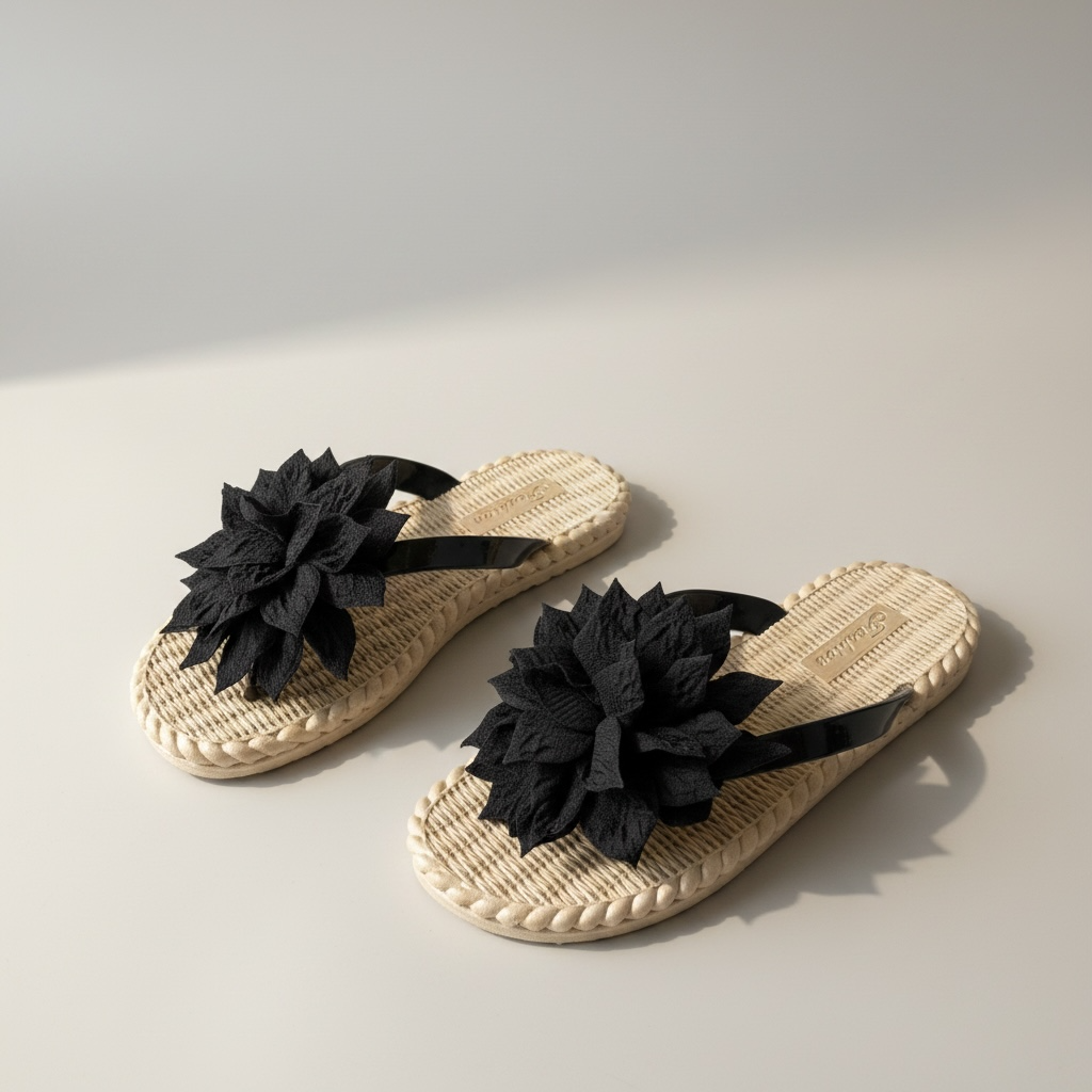 Flower flipflop2.0 black