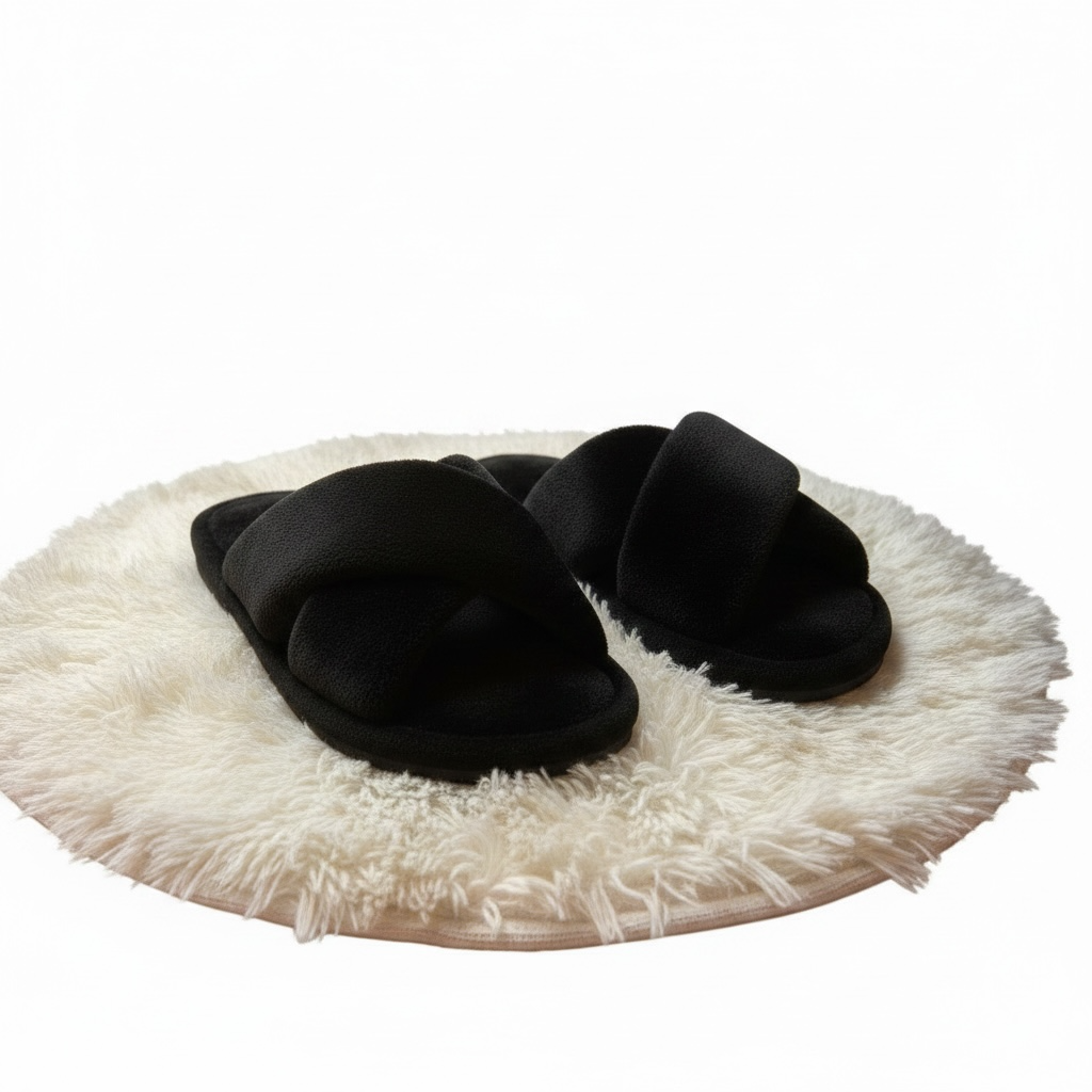 Crossband fur slides black