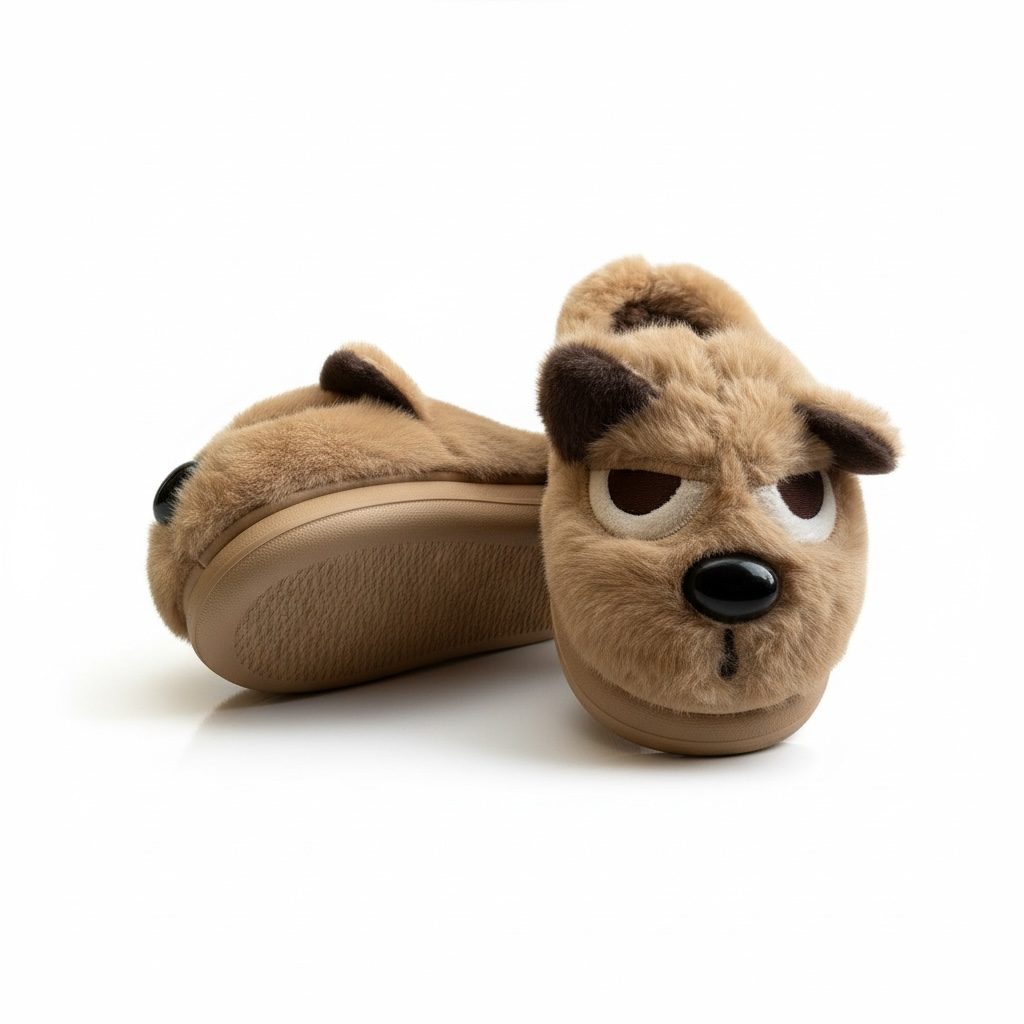 Grumpy plush slipper brown