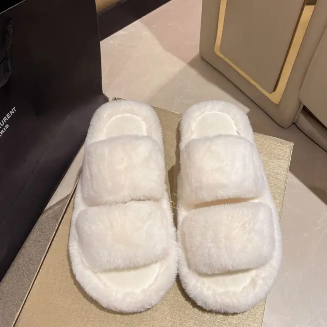 Double strap fur slides