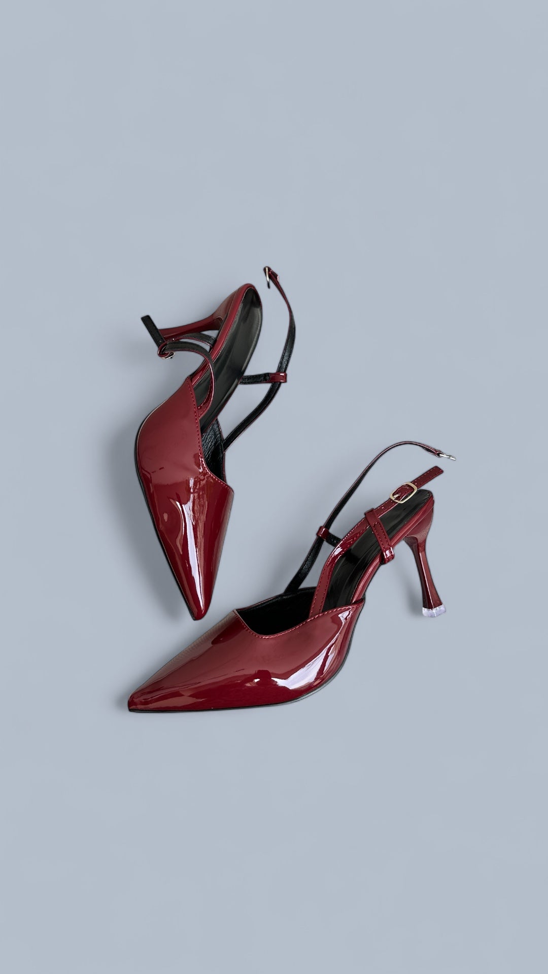 Glossy pointed toe high heels
