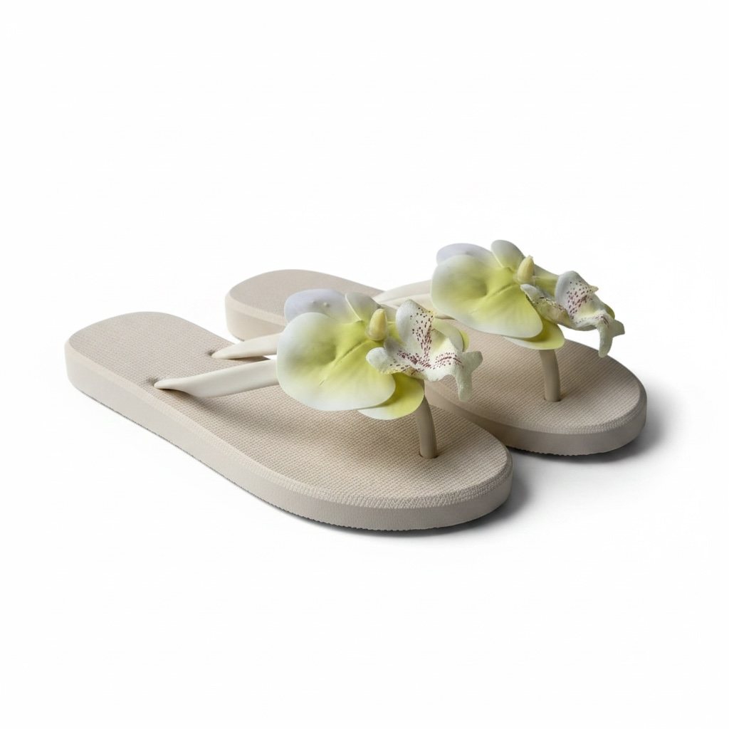 Rubber flower flipflop (white)