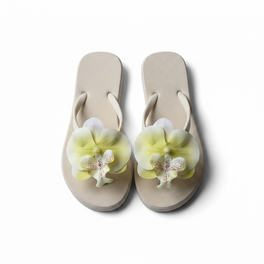 Rubber flower flipflop (white)