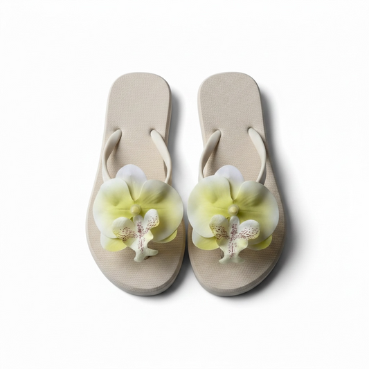 Rubber flower flipflop (white)