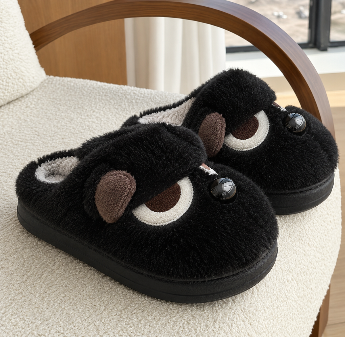 Grumpy plush slipper black