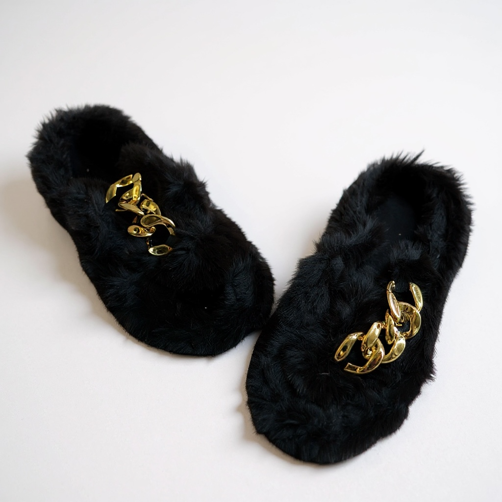 Chain fur slides black
