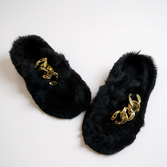 Chain fur slides black