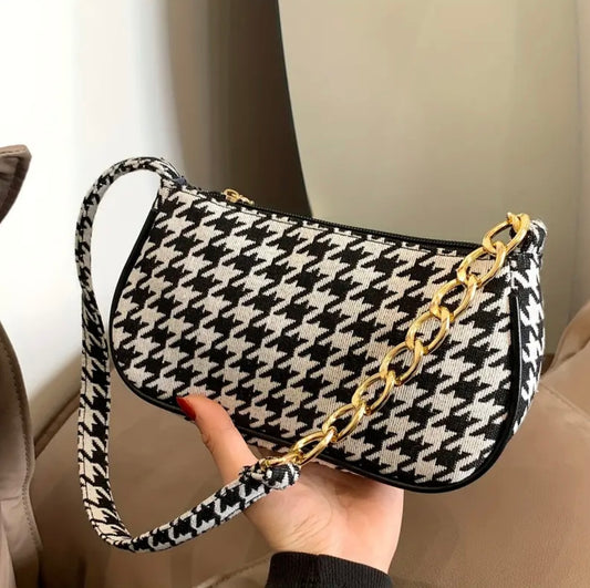 Houndstooth shoulder bag