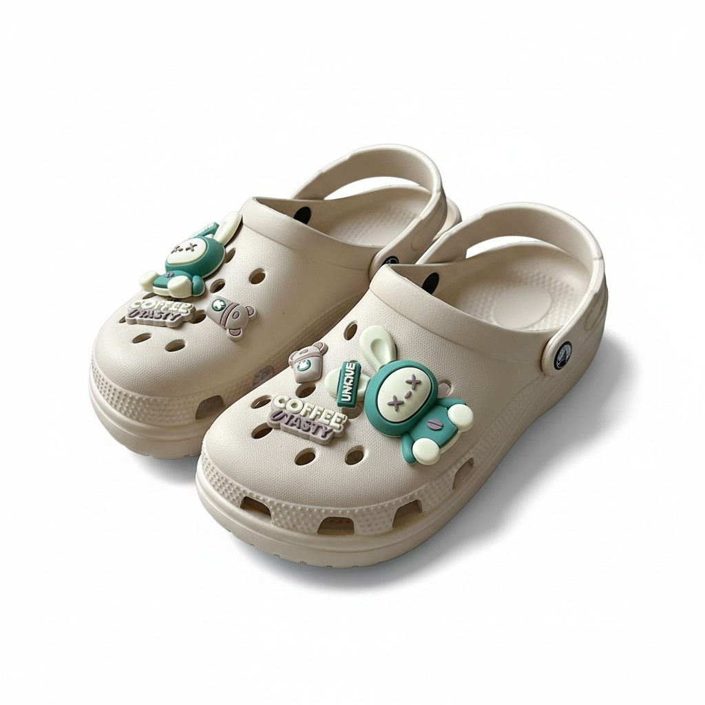 Coffee teddy clogs beige