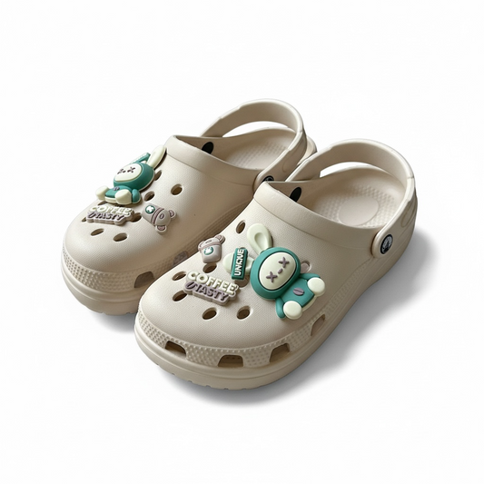 Coffee teddy clogs beige