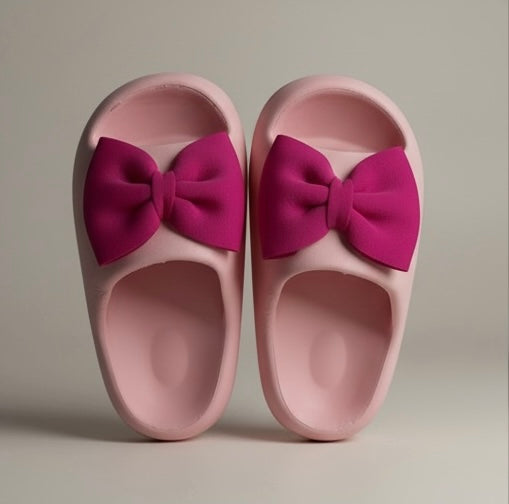 Pink bow slippers