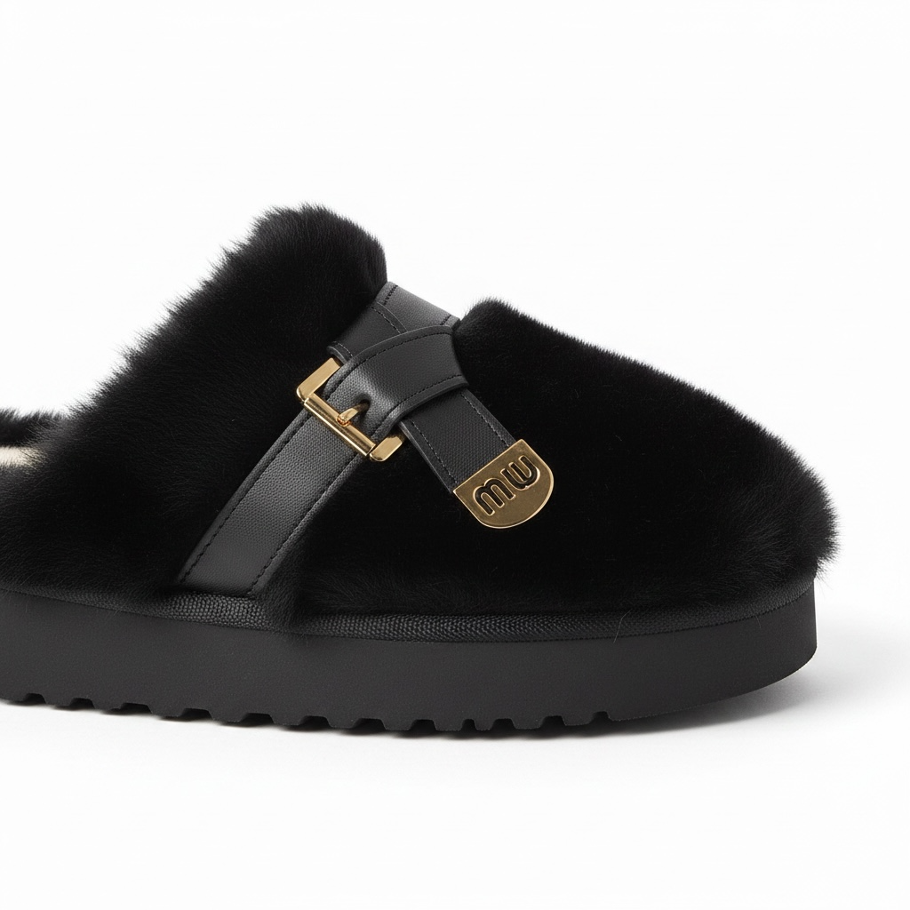 Buckle carpet shoes black