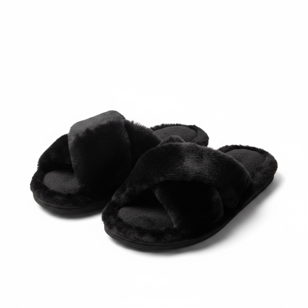 Crossband fur slides black