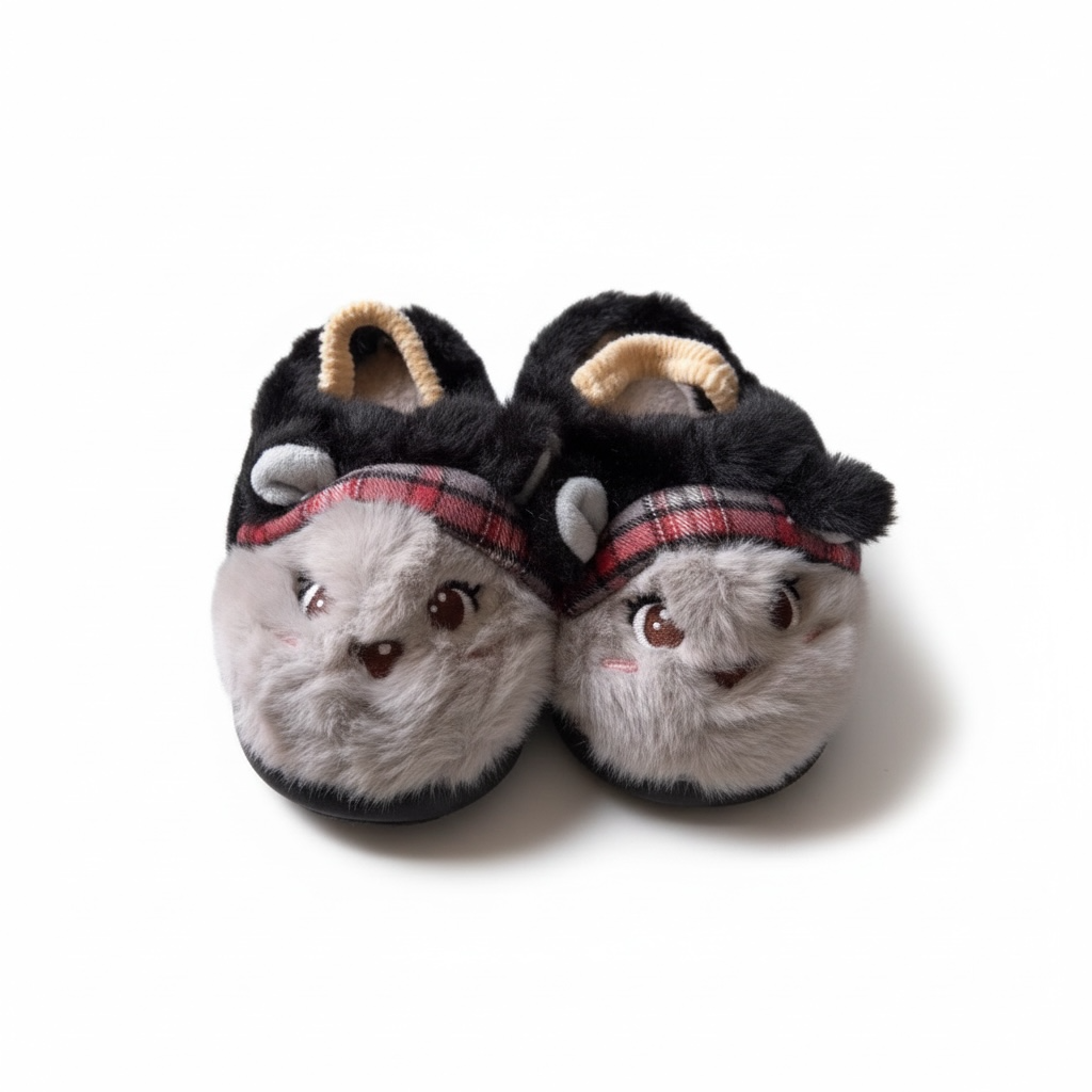 Kids fur shoes (black )