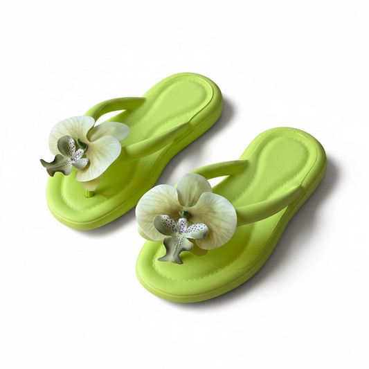 Green flower flipflop