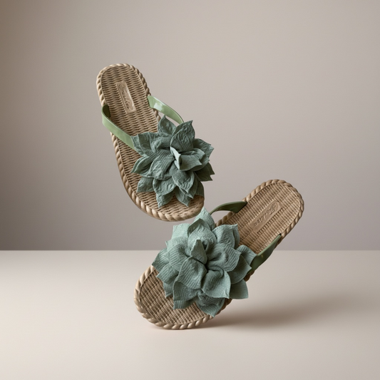 Flower flipflop2.0 sage green